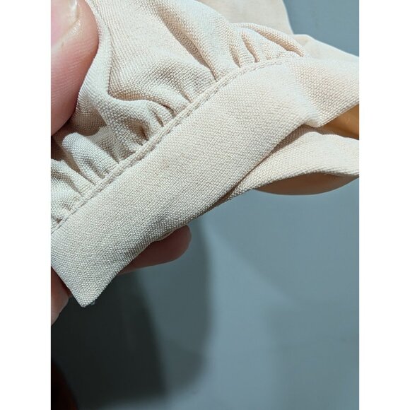 Entro Tri Color Tiered Dress Smocked Back Long Sleeve Tan Brown Boho Peasant L - Picture 12 of 16